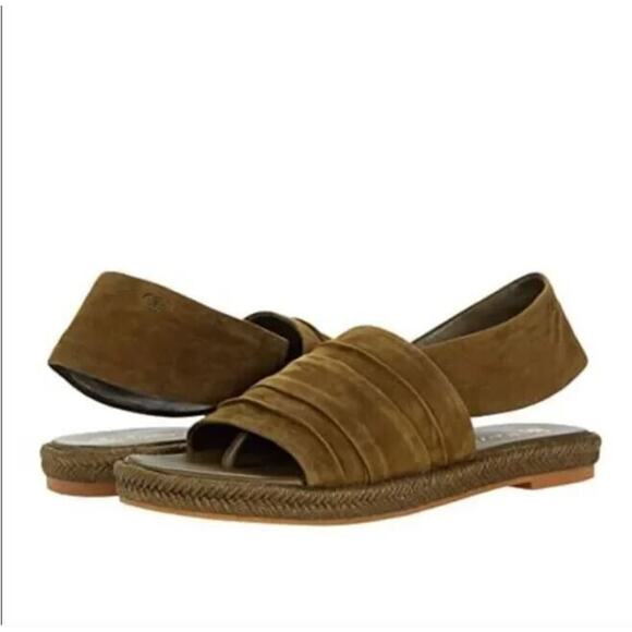 Tory Burch Sz 6 Suede Slingback Strap Espadrille Sandal in Olive Green - Picture 1 of 9